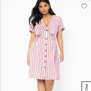 Eloquii Striped Tie Front Dress - 18
